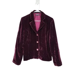 Silkwear Vintage Women's Silk Blend Velvet Button Front Jacket - M